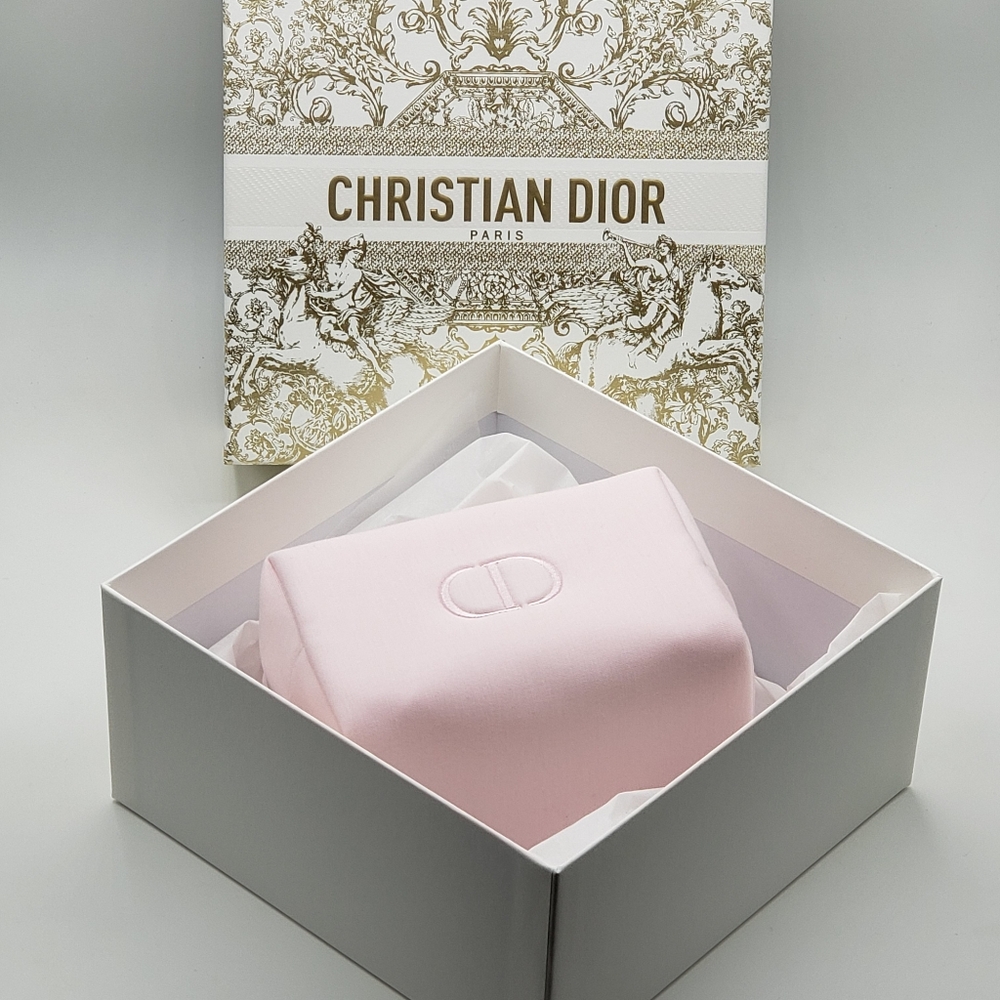 Dior CD Logo Pouch Cosmetic Bag Baby Pink - Picture 2 of 10